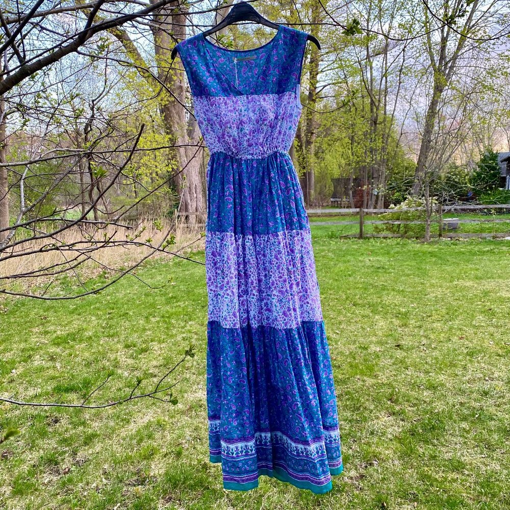 Ne Quittez Pas Sleeveless Boho Dress, Tiered Skirt, Size S